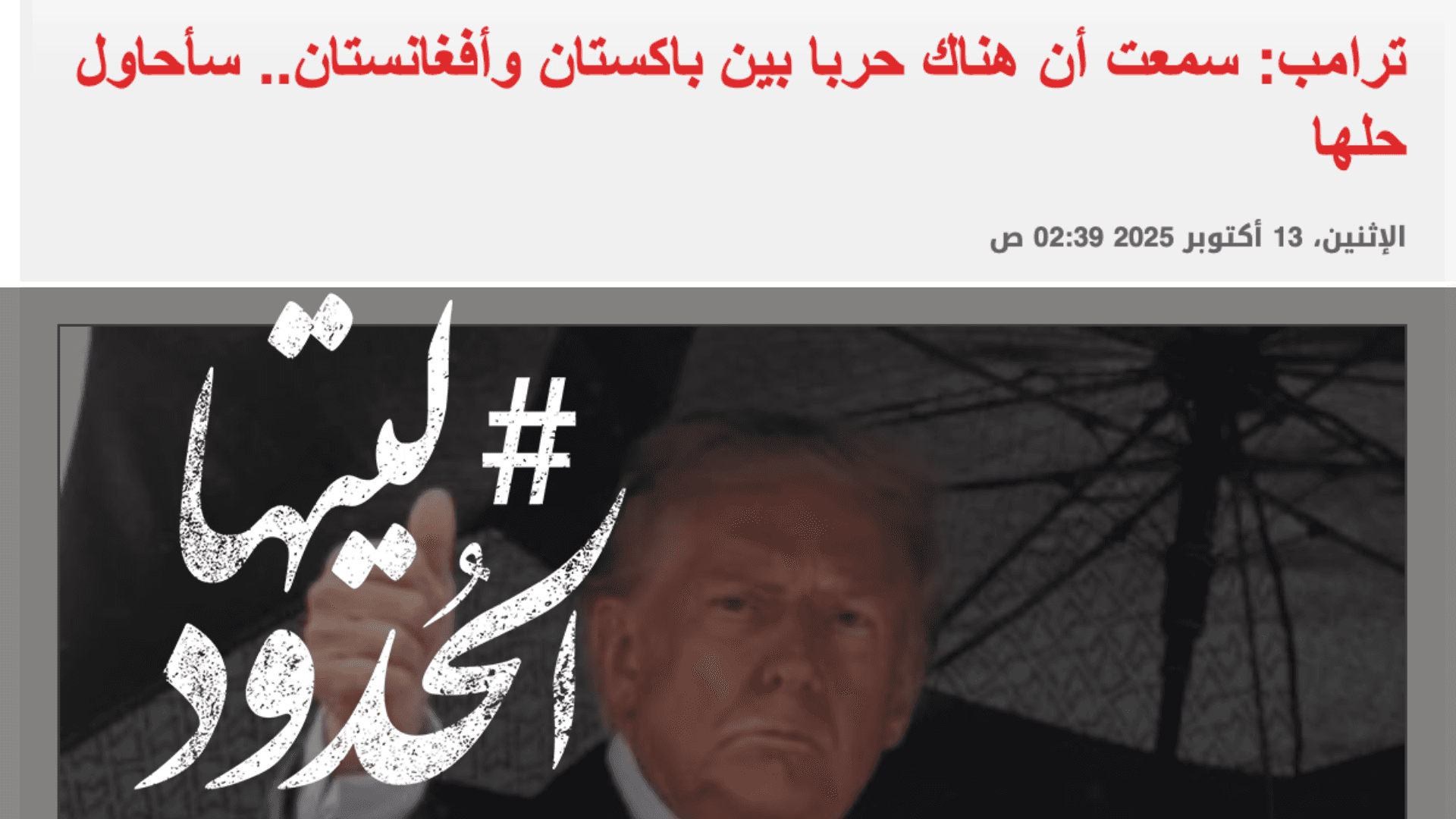 صورة ترامب: سمعت أن هناك حربا بين باكستان وأفغانستان.. سأحاول حلها