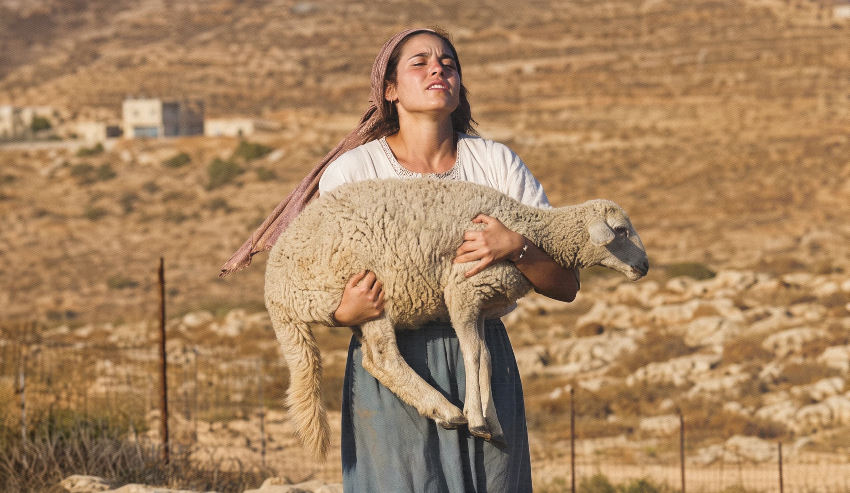 صورة مستوطِنة تنقذ خروفاً كاد أن يتربى عند عائلة فلسطينية
