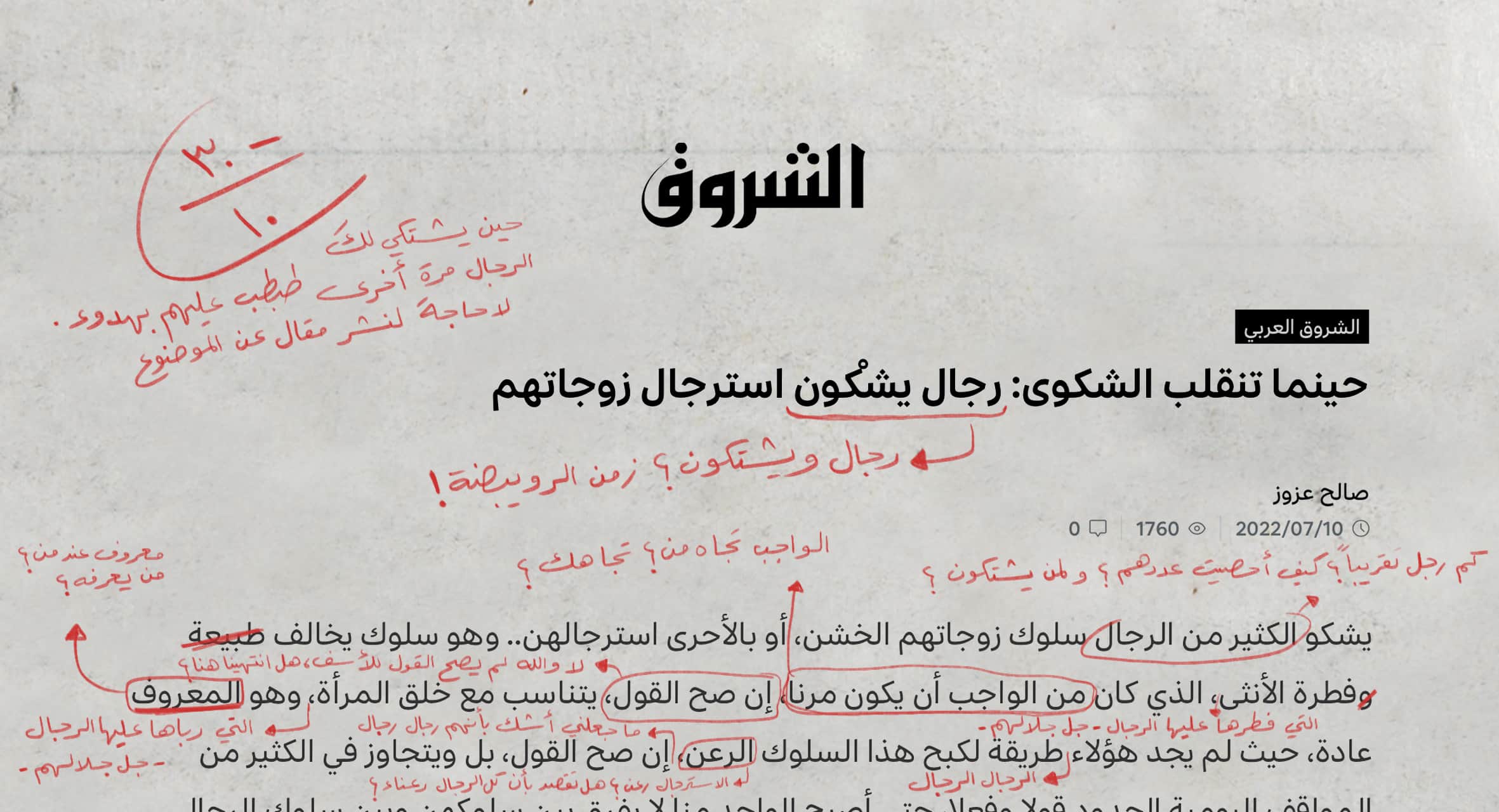 صورة -٣٠ من١٠: حين يشتكي لكَ الرجال مرة أخرى طبطب عليهم بهدوء. لا حاجة لنشر مقال عن الموضوع